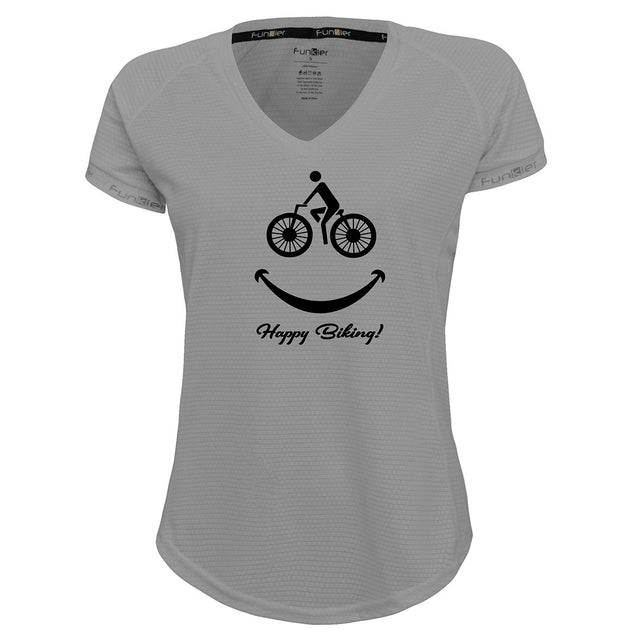 Funkier | לאוהבי רכיבה חולצת דרייפיט אופנתית גזרת נשים בעיצוב Happy Biking