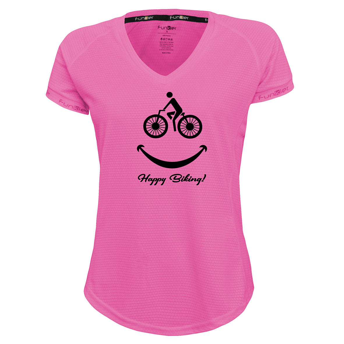 Funkier | לאוהבי רכיבה חולצת דרייפיט אופנתית גזרת נשים בעיצוב Happy Biking