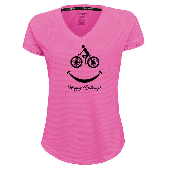 Funkier | לאוהבי רכיבה חולצת דרייפיט אופנתית גזרת נשים בעיצוב Happy Biking