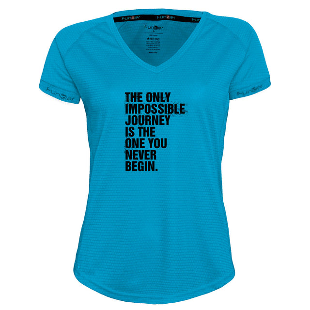 Funkier | מתנה לאוהבי ריצה ורכיבת אופניים חולצת דרייפיט אופנתית גזרת נשים בעיצוב JOURNEY