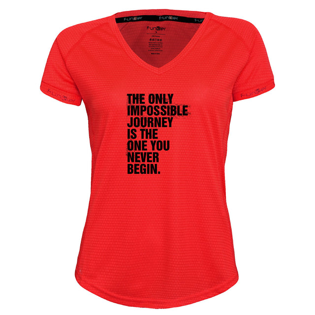 Funkier | מתנה לאוהבי ריצה ורכיבת אופניים חולצת דרייפיט אופנתית גזרת נשים בעיצוב JOURNEY