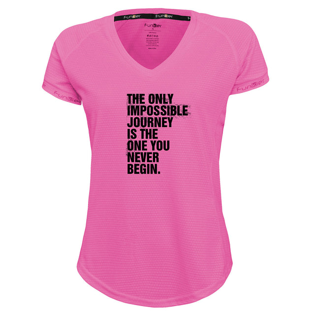 Funkier | מתנה לאוהבי ריצה ורכיבת אופניים חולצת דרייפיט אופנתית גזרת נשים בעיצוב JOURNEY