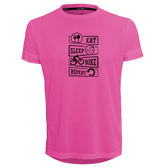 Funkier | לאוהבי רכיבת אופניים חולצת דרייפיט אופנתית גזרת יוניסקס בעיצוב EAT SLEEP BIKE REPEAT