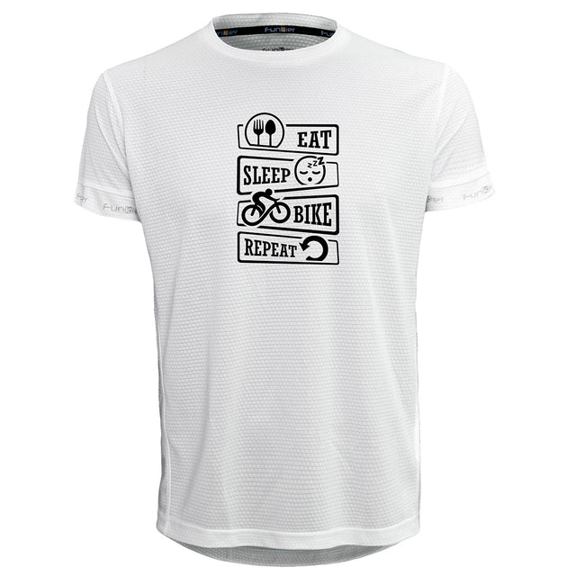 Funkier | לאוהבי רכיבת אופניים חולצת דרייפיט אופנתית גזרת יוניסקס בעיצוב EAT SLEEP BIKE REPEAT