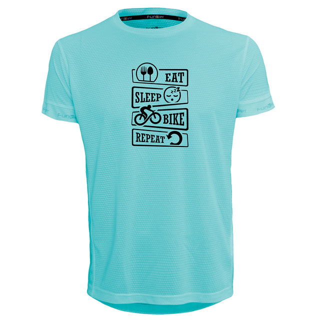 Funkier | לאוהבי רכיבת אופניים חולצת דרייפיט אופנתית גזרת יוניסקס בעיצוב EAT SLEEP BIKE REPEAT