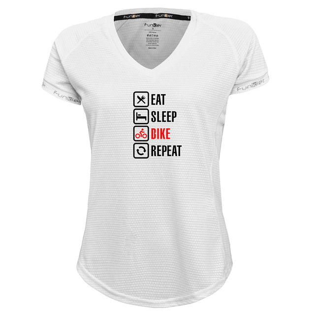 Funkier | לאוהבי רכיבה חולצת דרייפיט אופנתית גזרת נשים בעיצוב Cycling Repeat