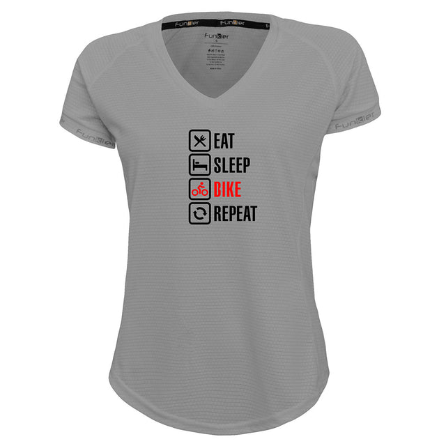 Funkier | לאוהבי רכיבה חולצת דרייפיט אופנתית גזרת נשים בעיצוב Cycling Repeat