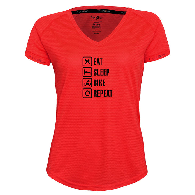 Funkier | לאוהבי רכיבה חולצת דרייפיט אופנתית גזרת נשים בעיצוב Cycling Repeat