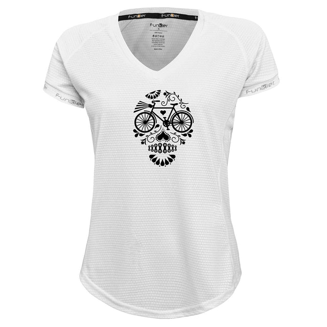 Funkier | לאוהבי רכיבה חולצת דרייפיט אופנתית גזרת נשים בעיצוב BICYCLE-SKULL