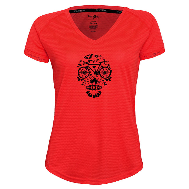 Funkier | לאוהבי רכיבה חולצת דרייפיט אופנתית גזרת נשים בעיצוב BICYCLE-SKULL