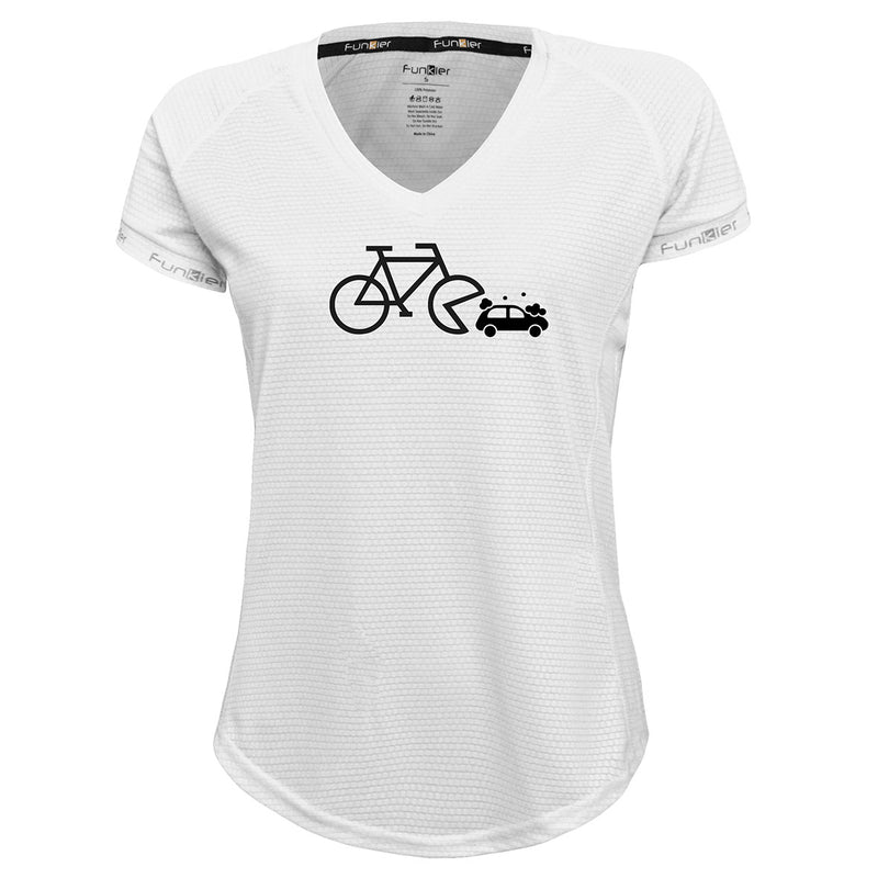 Funkier | לאוהבי רכיבה חולצת דרייפיט אופנתית גזרת נשים בעיצוב Bicycle-Car