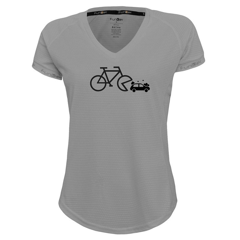 Funkier | לאוהבי רכיבה חולצת דרייפיט אופנתית גזרת נשים בעיצוב Bicycle-Car
