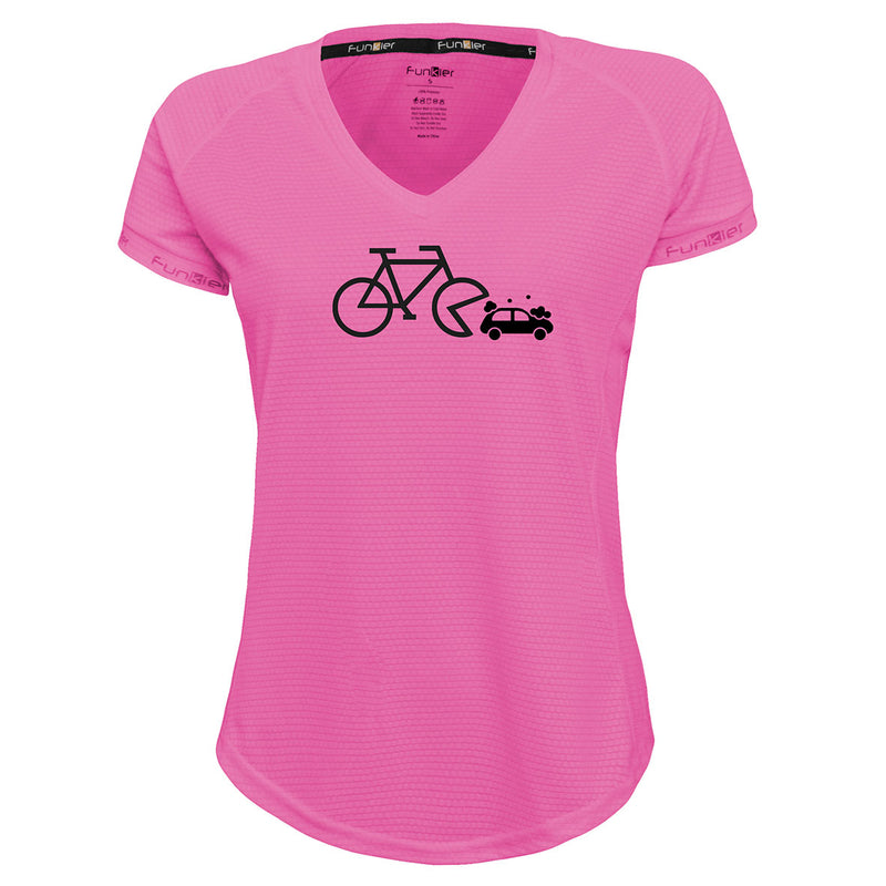 Funkier | לאוהבי רכיבה חולצת דרייפיט אופנתית גזרת נשים בעיצוב Bicycle-Car