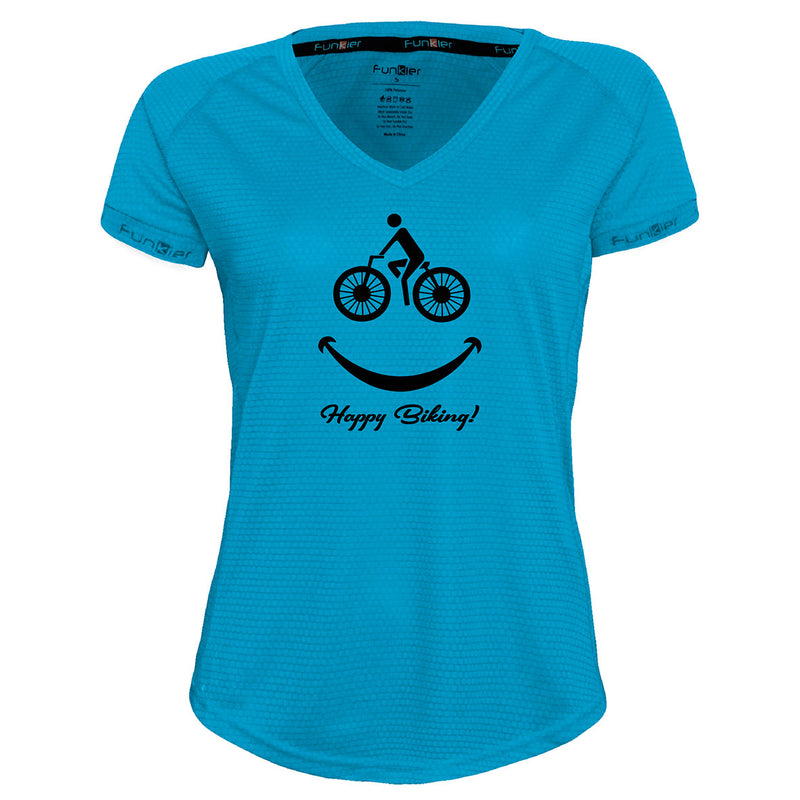 Funkier | לאוהבי רכיבה חולצת דרייפיט אופנתית גזרת נשים בעיצוב Happy Biking