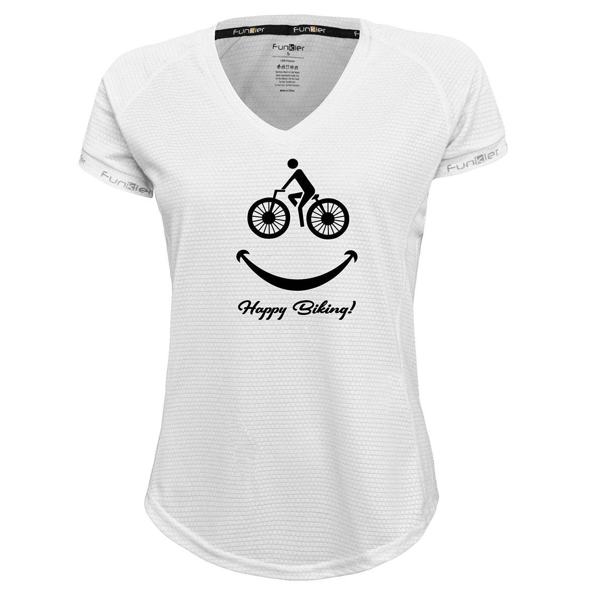 Funkier | לאוהבי רכיבה חולצת דרייפיט אופנתית גזרת נשים בעיצוב Happy Biking