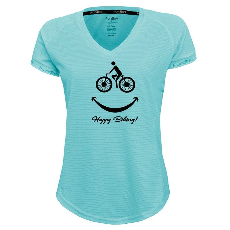 Funkier | לאוהבי רכיבה חולצת דרייפיט אופנתית גזרת נשים בעיצוב Happy Biking