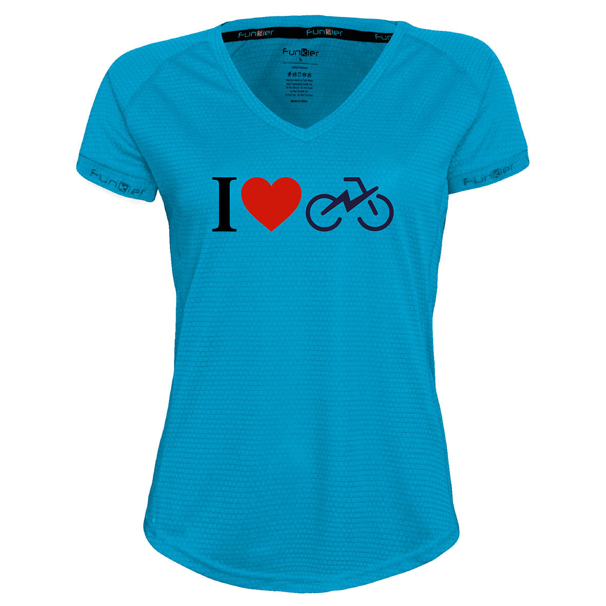 Funkier | לאוהבי רכיבת אופניים חולצת דרייפיט אופנתית גזרת נשים בעיצוב I LOVE BIKES