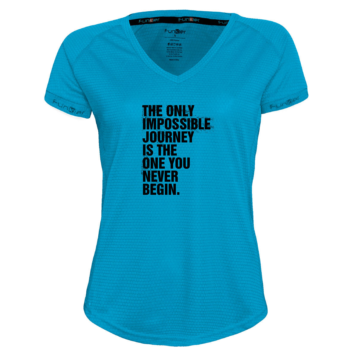 Funkier | מתנה לאוהבי ריצה ורכיבת אופניים חולצת דרייפיט אופנתית גזרת נשים בעיצוב JOURNEY