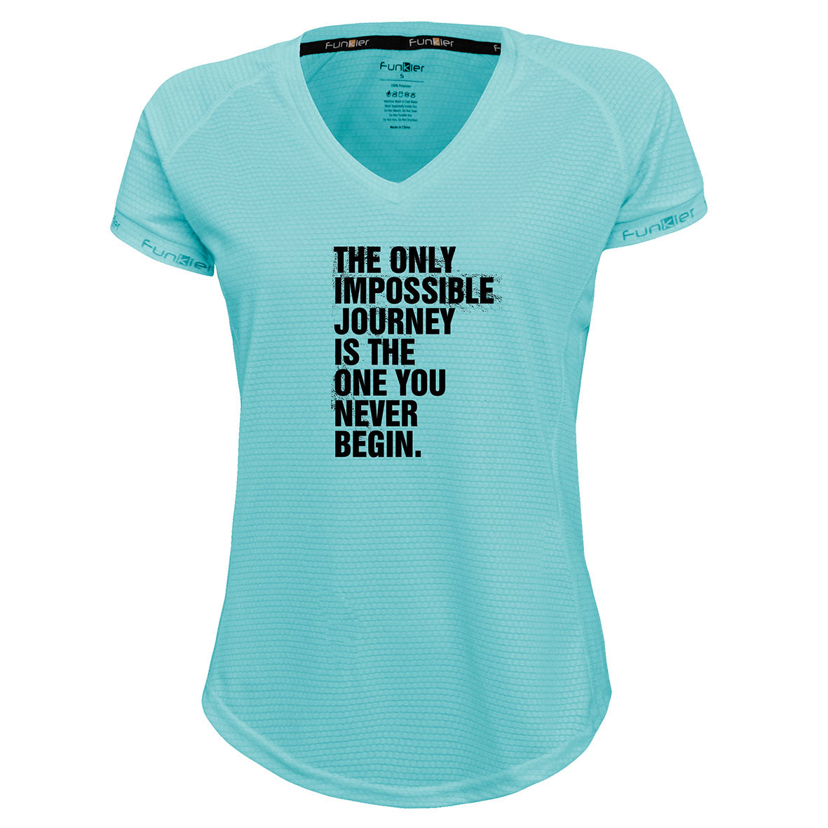 Funkier | מתנה לאוהבי ריצה ורכיבת אופניים חולצת דרייפיט אופנתית גזרת נשים בעיצוב JOURNEY