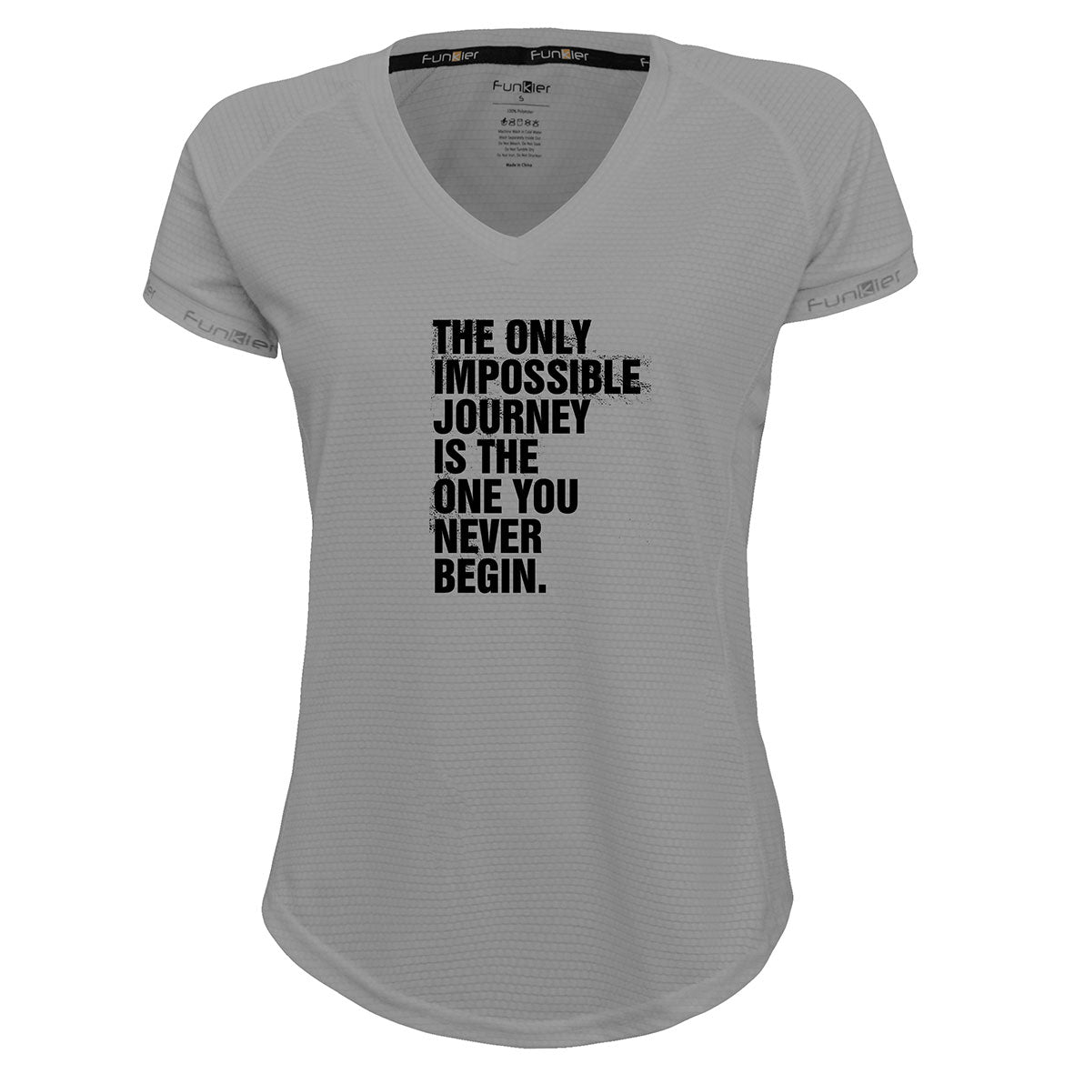 Funkier | מתנה לאוהבי ריצה ורכיבת אופניים חולצת דרייפיט אופנתית גזרת נשים בעיצוב JOURNEY