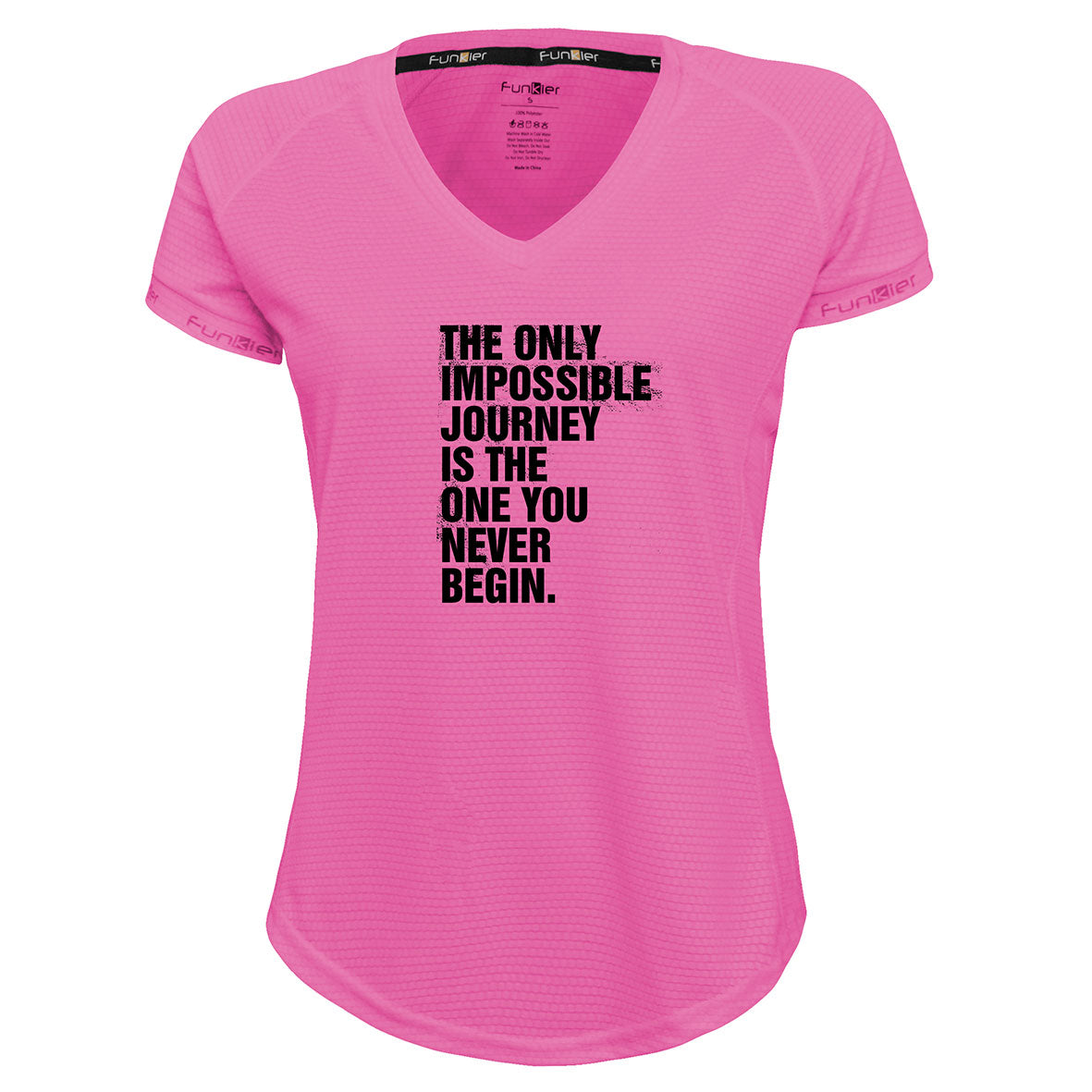 Funkier | מתנה לאוהבי ריצה ורכיבת אופניים חולצת דרייפיט אופנתית גזרת נשים בעיצוב JOURNEY