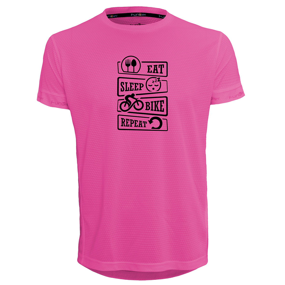 Funkier | לאוהבי רכיבת אופניים חולצת דרייפיט אופנתית גזרת יוניסקס בעיצוב EAT SLEEP BIKE REPEAT