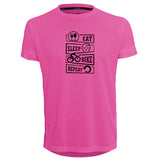 Funkier | לאוהבי רכיבת אופניים חולצת דרייפיט אופנתית גזרת יוניסקס בעיצוב EAT SLEEP BIKE REPEAT