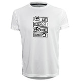 Funkier | לאוהבי רכיבת אופניים חולצת דרייפיט אופנתית גזרת יוניסקס בעיצוב EAT SLEEP BIKE REPEAT