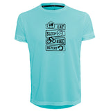 Funkier | לאוהבי רכיבת אופניים חולצת דרייפיט אופנתית גזרת יוניסקס בעיצוב EAT SLEEP BIKE REPEAT