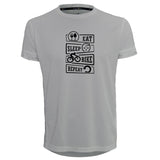 Funkier | לאוהבי רכיבת אופניים חולצת דרייפיט אופנתית גזרת יוניסקס בעיצוב EAT SLEEP BIKE REPEAT