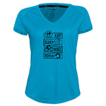 Funkier | לאוהבי רכיבה חולצת דרייפיט אופנתית גזרת נשים בעיצוב EAT SLEEP BIKE REPEAT