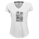 Funkier | לאוהבי רכיבה חולצת דרייפיט אופנתית גזרת נשים בעיצוב EAT SLEEP BIKE REPEAT