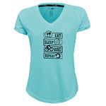 Funkier | לאוהבי רכיבה חולצת דרייפיט אופנתית גזרת נשים בעיצוב EAT SLEEP BIKE REPEAT