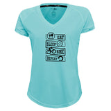 Funkier | לאוהבי רכיבה חולצת דרייפיט אופנתית גזרת נשים בעיצוב EAT SLEEP BIKE REPEAT