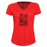 Funkier | לאוהבי רכיבה חולצת דרייפיט אופנתית גזרת נשים בעיצוב EAT SLEEP BIKE REPEAT