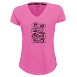 Funkier | לאוהבי רכיבה חולצת דרייפיט אופנתית גזרת נשים בעיצוב EAT SLEEP BIKE REPEAT